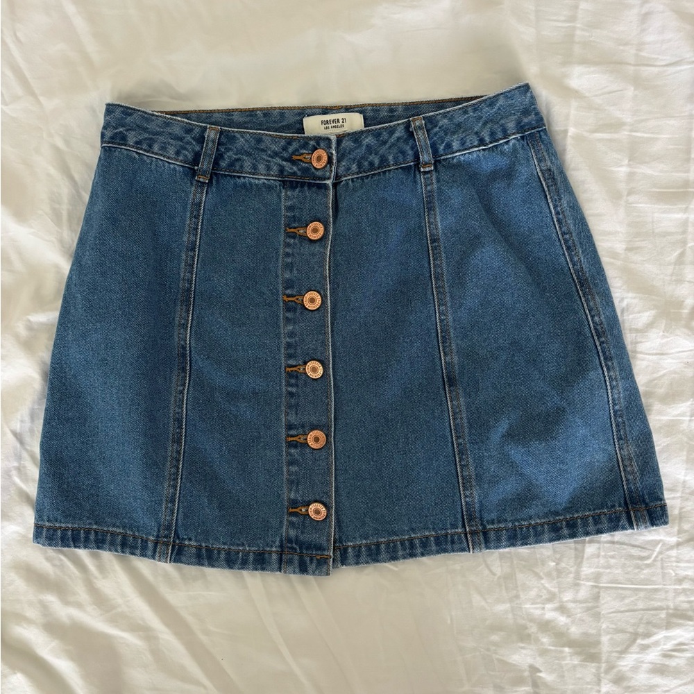 Forever 21 Blue Button-Down Mini Skirt